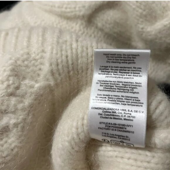 ANINE BING Brittany Cable Stitch Sweater Ivory, M - Picture 9 of 12